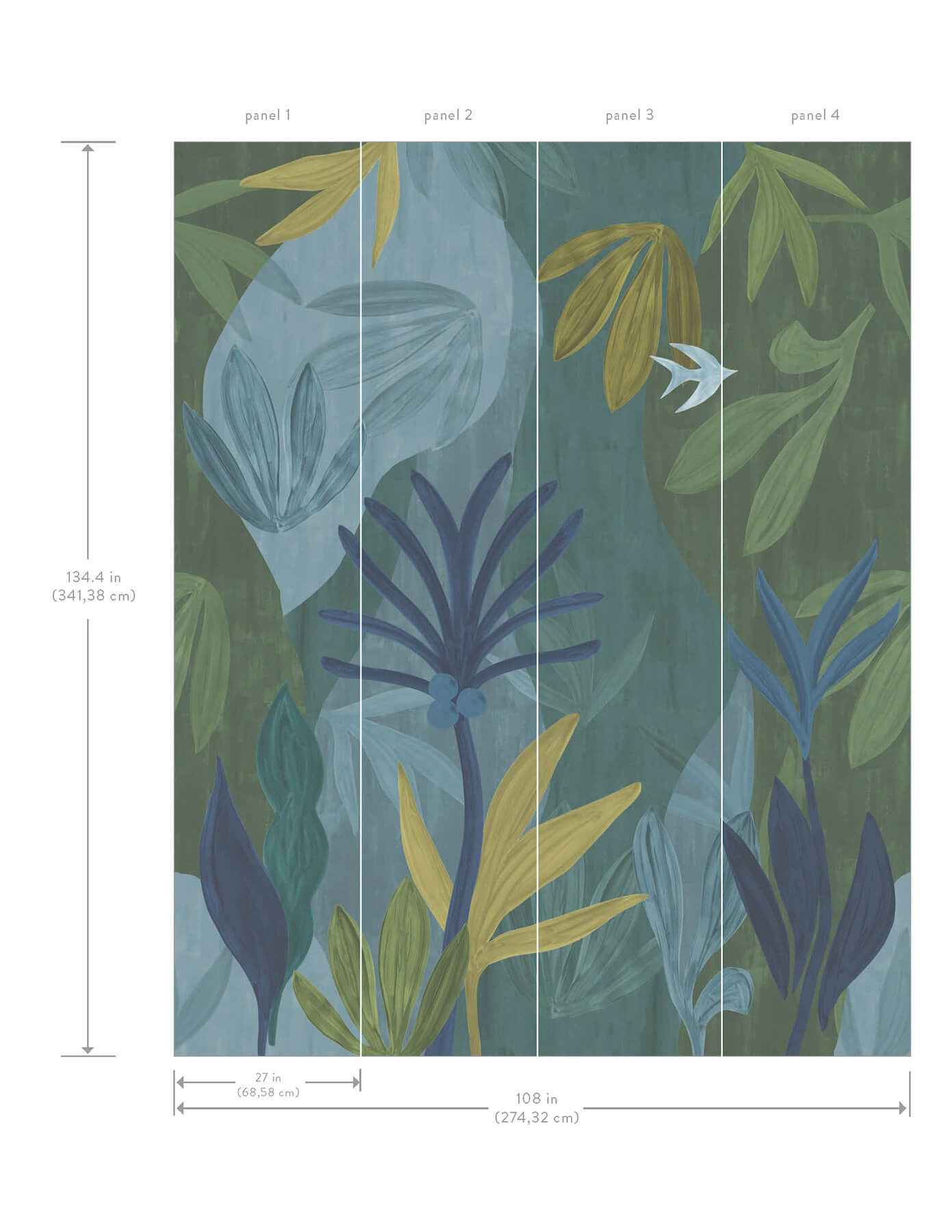 Chambord Gardens Ultramarine Wall Mural - York Wallcoverings - ZM2849M - York Wallcoverings Wallpaper