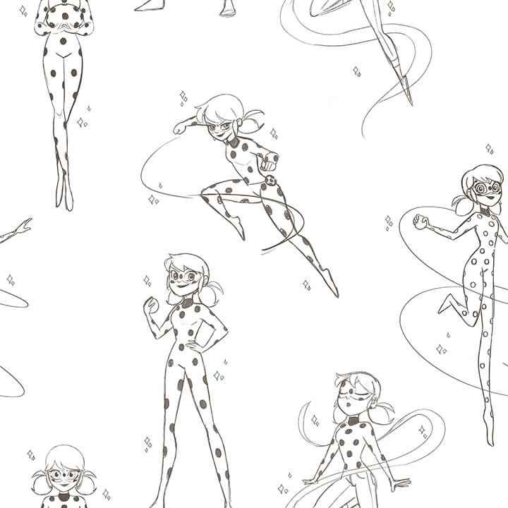 Miraculous Ladybug Sketch Charcoal Peel - York Wallcoverings - RMWS1305