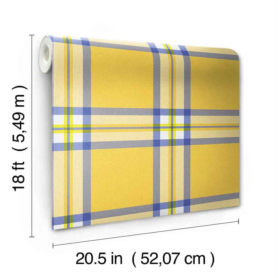 Clueless Cher Yellow Plaid Peel & Stick - York Wallcoverings - RMWS1323 - York Wallcoverings Wallpaper