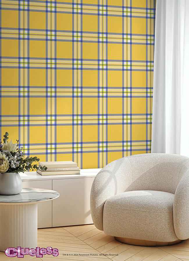 Clueless Cher Yellow Plaid Peel & Stick - York Wallcoverings - RMWS1323 - York Wallcoverings Wallpaper