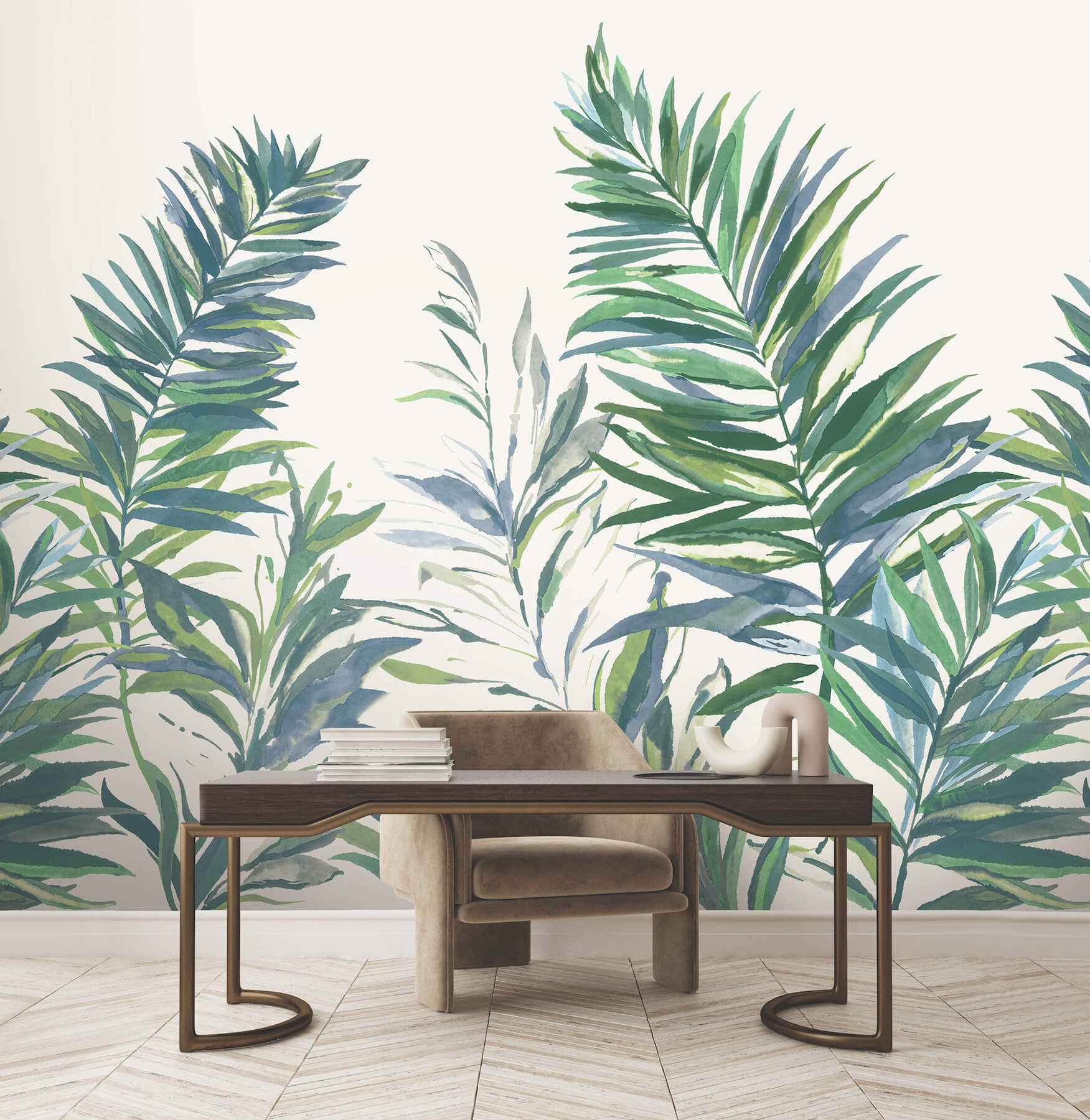 Swaying Palms Green & Blue Mural - York Wallcoverings - GN2546M - York Wallcoverings Wallpaper