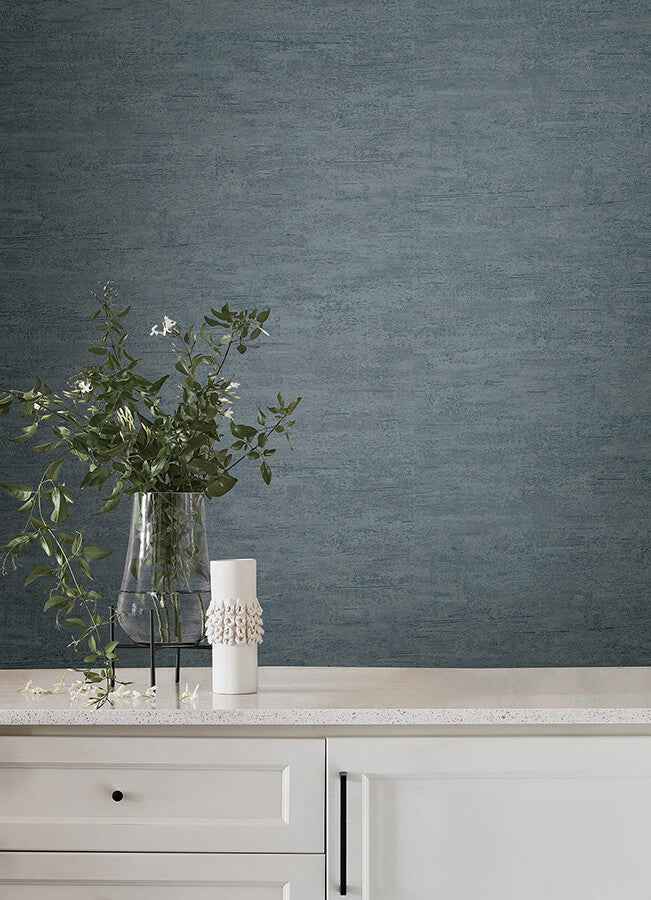 Weathered Stucco Dusty Blue Wallpaper - York Wallcoverings - SI25752 - York Wallcoverings Wallpaper