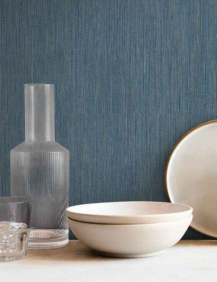 Washed Ramie Cobalt Wallpaper - York Wallcoverings - SI25856 - York Wallcoverings Wallpaper