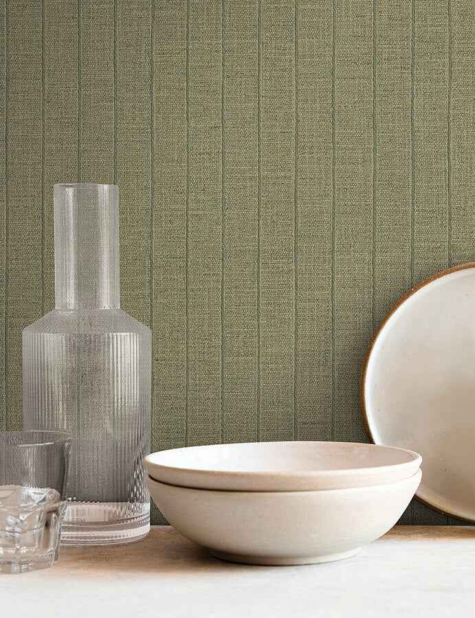 Cording Stripe Moss Wallpaper - York Wallcoverings - SI26123 - York Wallcoverings Wallpaper