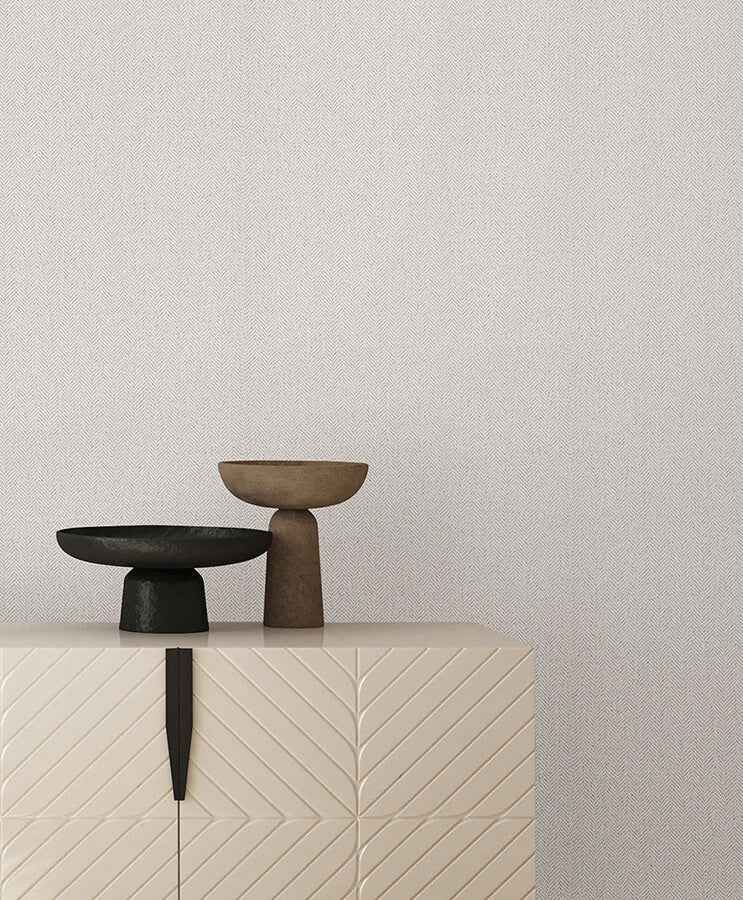 Tailored Chevron White Wallpaper - York Wallcoverings - SI26131