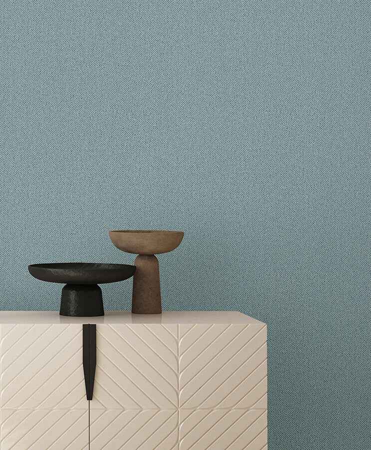 Tailored Chevron Sky Blue Wallpaper - York Wallcoverings - SI26135 - York Wallcoverings Wallpaper