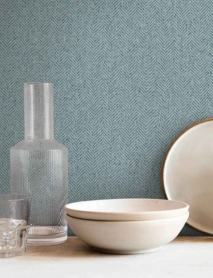 Tailored Chevron Sky Blue Wallpaper - York Wallcoverings - SI26135 - York Wallcoverings Wallpaper