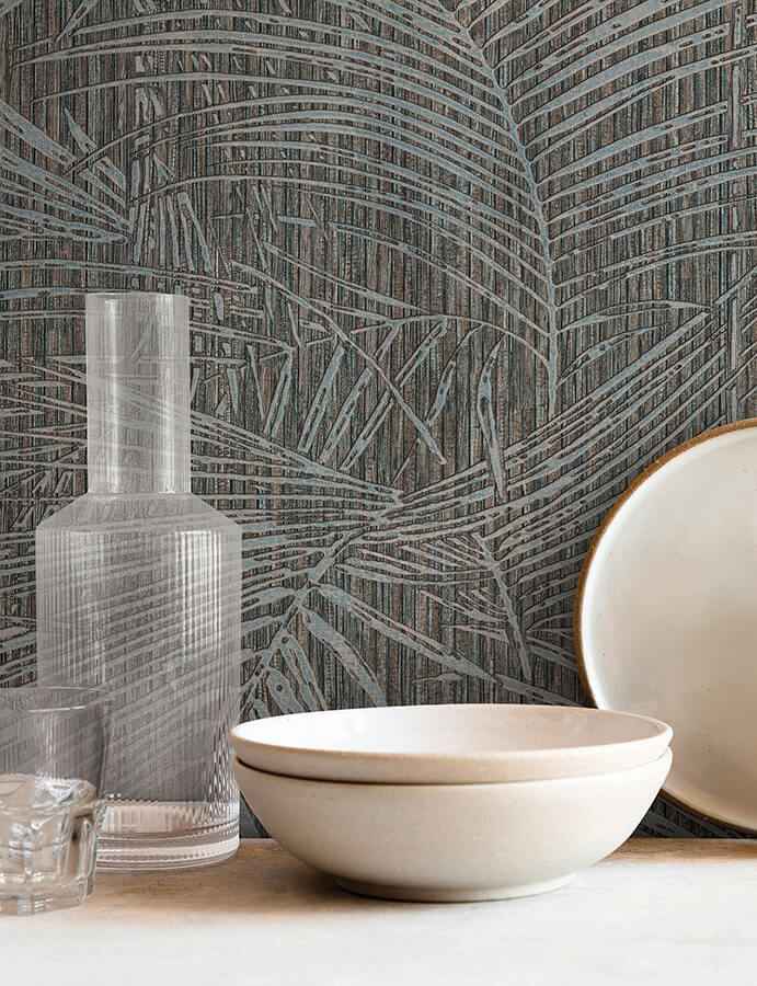 Della Palm Blue Multi Wallpaper - York Wallcoverings - SI50610 - York Wallcoverings Wallpaper