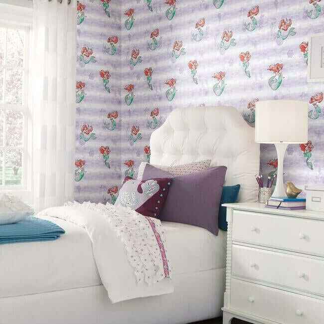 Disney the Little Mermaid Swim Purple Wallpaper - York Wallcoverings - DI0955 - York Wallcoverings Wallpaper