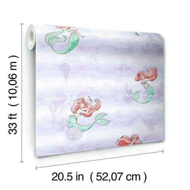 Disney the Little Mermaid Swim Purple Wallpaper - York Wallcoverings - DI0955 - York Wallcoverings Wallpaper