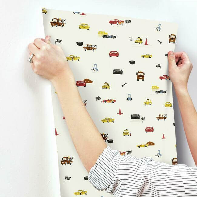 disney-pixar-cars-racing-spot-cream-wallpaper-york-wallcoverings-di0922 - York Wallcoverings Wallpaper