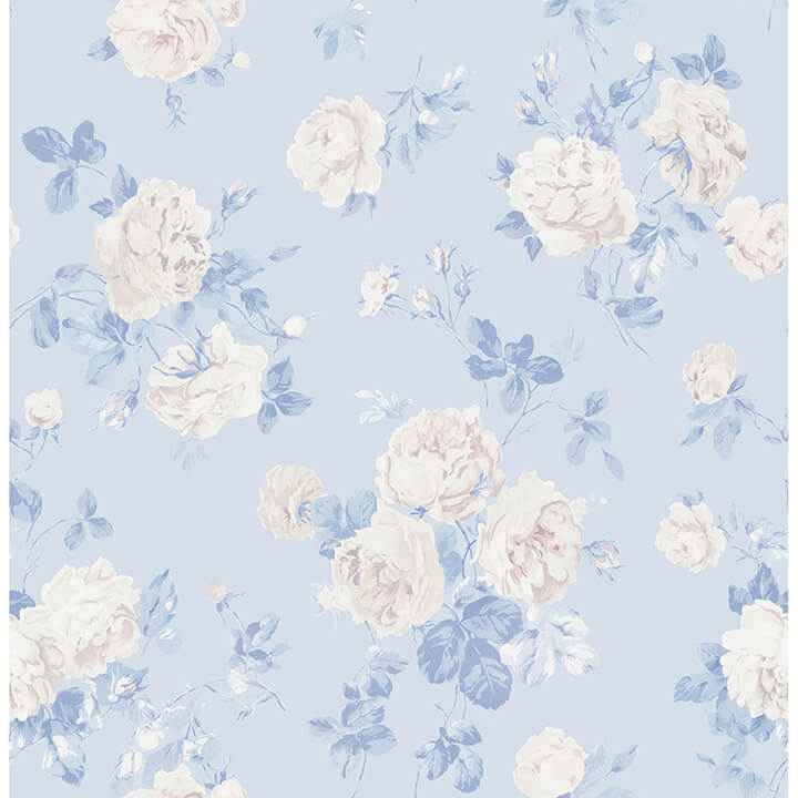 Everblooming Rosettes Whisper Blue Peel - York Wallcoverings - LFS6490
