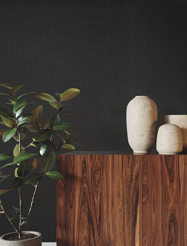 Jute Weave Black Wallpaper - York Wallcoverings - GRL88385 - York Wallcoverings Wallpaper