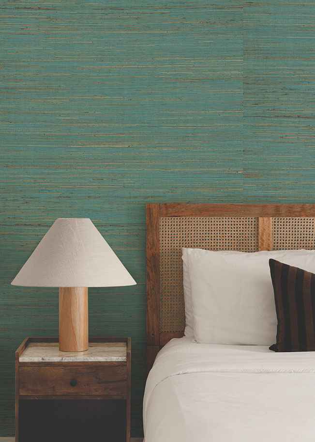Multicolored Hemp Aqua Wallpaper - York Wallcoverings - GRL88487 - York Wallcoverings Wallpaper