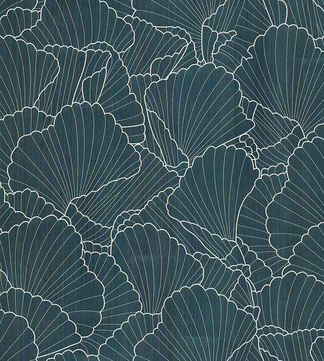 Shell Wood Veneer Navy Metallic Wallpaper - York Wallcoverings - YGL7000 - York Wallcoverings Wallpaper
