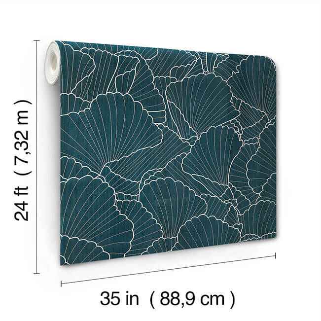 Shell Wood Veneer Navy Metallic Wallpaper - York Wallcoverings - YGL7000 - York Wallcoverings Wallpaper