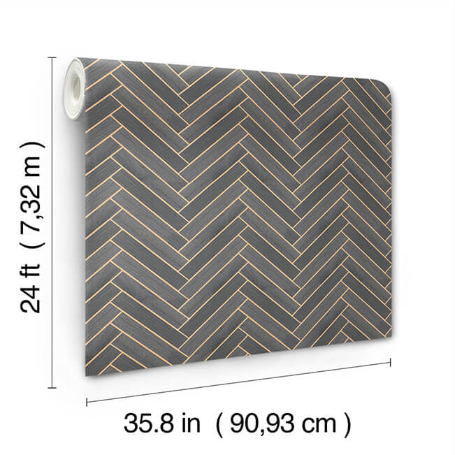 herringbone-wood-veneer-graphite-wallpaper-york-wallcoverings-ygl7074 - York Wallcoverings Wallpaper