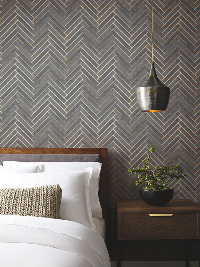 herringbone-wood-veneer-graphite-wallpaper-york-wallcoverings-ygl7074 - York Wallcoverings Wallpaper