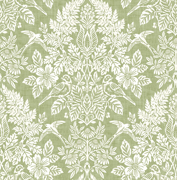 finch-light-green-woodland-damask-wallpaper-york-wallcoverings-4173-27620 - York Wallcoverings Wallpaper