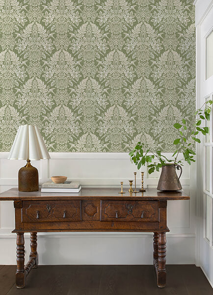 finch-light-green-woodland-damask-wallpaper-york-wallcoverings-4173-27620 - York Wallcoverings Wallpaper