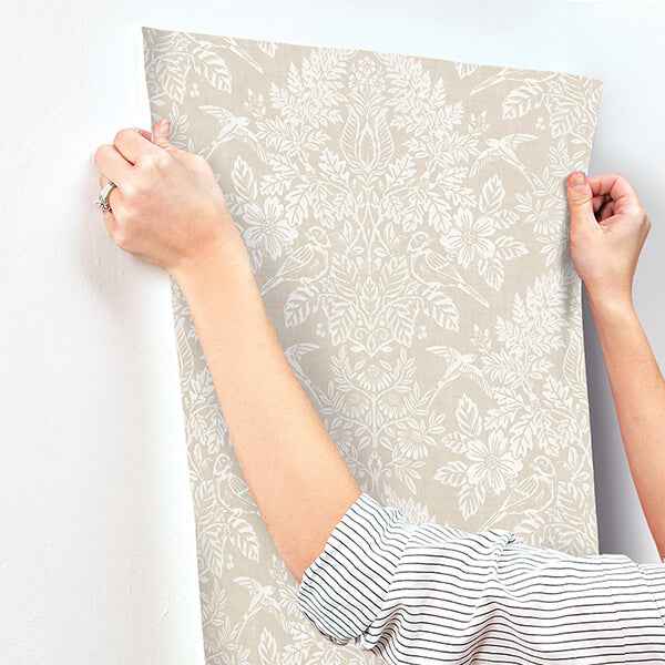 Finch Neutral Woodland Damask Wallpaper - York Wallcoverings - 4173-27621 - York Wallcoverings Wallpaper