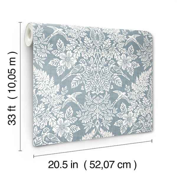 Finch Light Blue Woodland Damask Wallpaper - York Wallcoverings - 4173-27623 - York Wallcoverings Wallpaper