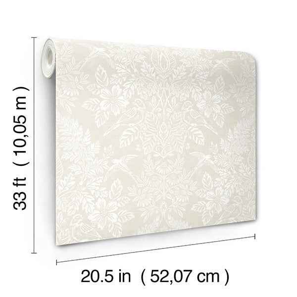 Finch Ivory Woodland Damask Wallpaper - York Wallcoverings - 4173-27624 - York Wallcoverings Wallpaper