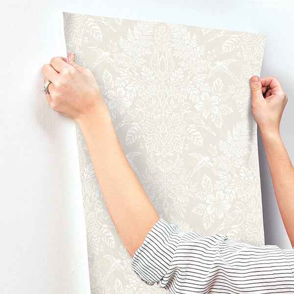 Finch Ivory Woodland Damask Wallpaper - York Wallcoverings - 4173-27624 - York Wallcoverings Wallpaper