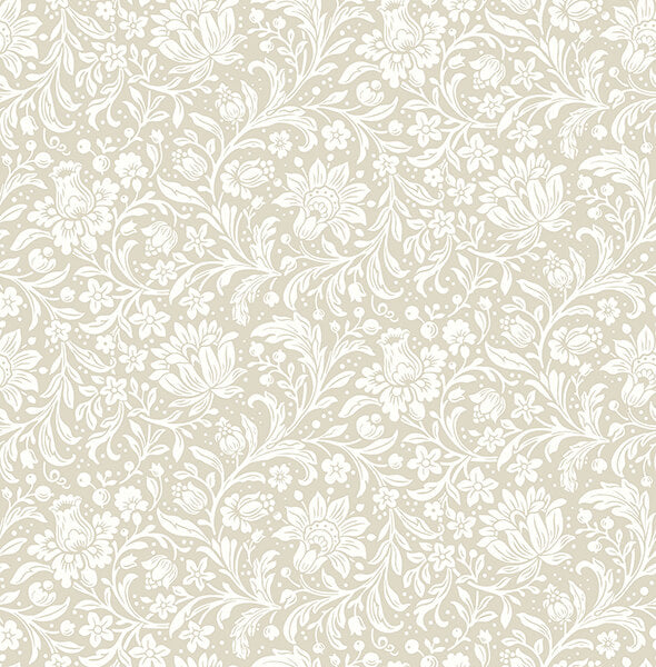 hague-beige-floral-trail-wallpaper-york-wallcoverings-4173-27625 - York Wallcoverings Wallpaper