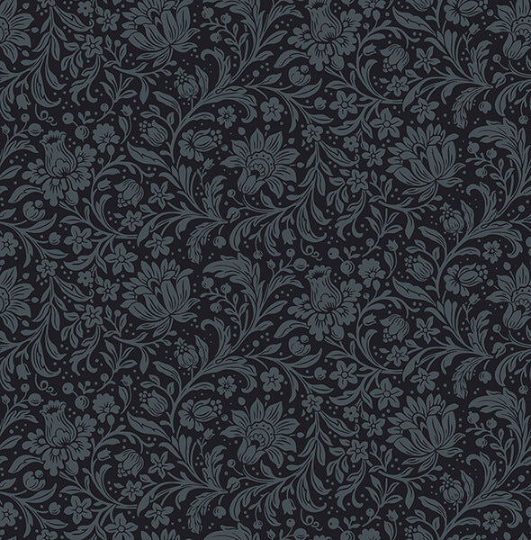 hague-dark-blue-floral-trail-wallpaper-york-wallcoverings-4173-27626 - York Wallcoverings Wallpaper