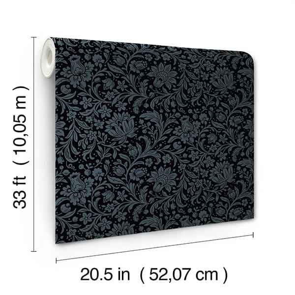 Hague Dark Blue Floral Trail Wallpaper - York Wallcoverings - 4173-27626 - York Wallcoverings Wallpaper