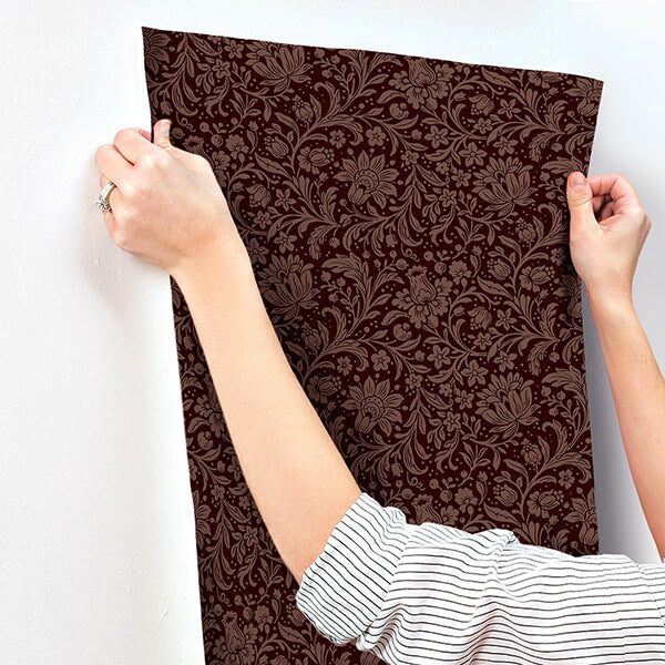 hague-burgundy-floral-trail-wallpaper-york-wallcoverings-4173-27627 - York Wallcoverings Wallpaper