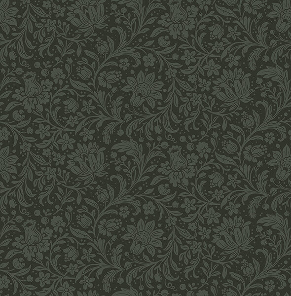 hague-dark-green-floral-trail-wallpaper-york-wallcoverings-4173-27628 - York Wallcoverings Wallpaper