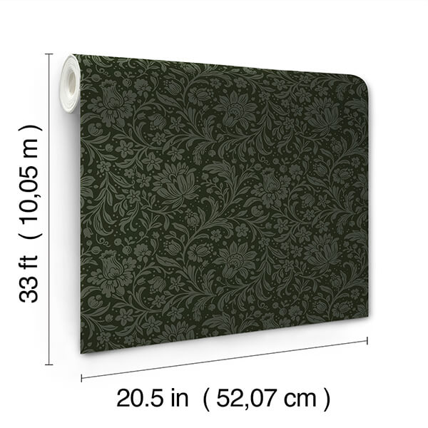 hague-dark-green-floral-trail-wallpaper-york-wallcoverings-4173-27628 - York Wallcoverings Wallpaper