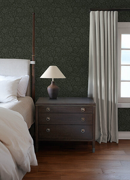 hague-dark-green-floral-trail-wallpaper-york-wallcoverings-4173-27628 - York Wallcoverings Wallpaper