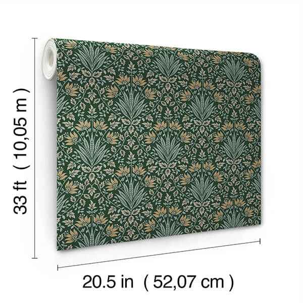 Woodbury Evergreen Floral Damask Wallpaper - York Wallcoverings - 4173-27631 - York Wallcoverings Wallpaper