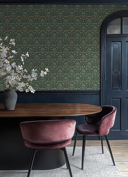 woodbury-evergreen-floral-damask-wallpaper-york-wallcoverings-4173-27631 - York Wallcoverings Wallpaper