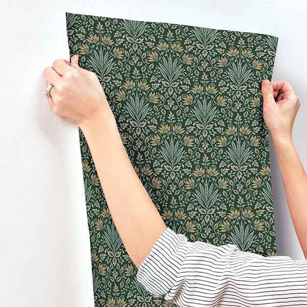Woodbury Evergreen Floral Damask Wallpaper - York Wallcoverings - 4173-27631 - York Wallcoverings Wallpaper