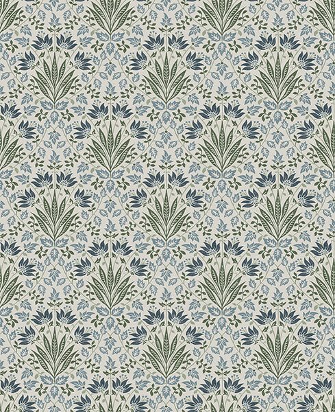 woodbury-blue-floral-damask-wallpaper-york-wallcoverings-4173-27632 - York Wallcoverings Wallpaper
