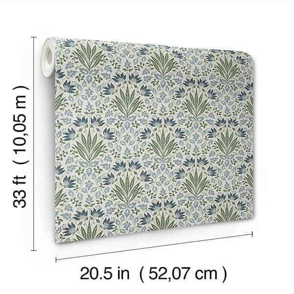 Woodbury Blue Floral Damask Wallpaper - York Wallcoverings - 4173-27632 - York Wallcoverings Wallpaper