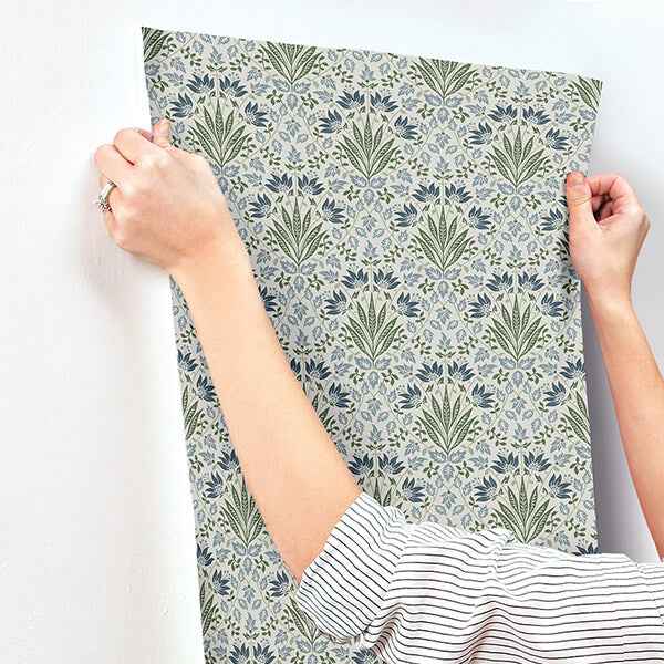 Woodbury Blue Floral Damask Wallpaper - York Wallcoverings - 4173-27632 - York Wallcoverings Wallpaper