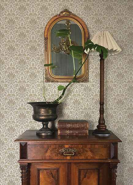 Woodbury Brown Floral Damask Wallpaper - York Wallcoverings - 4173-27633