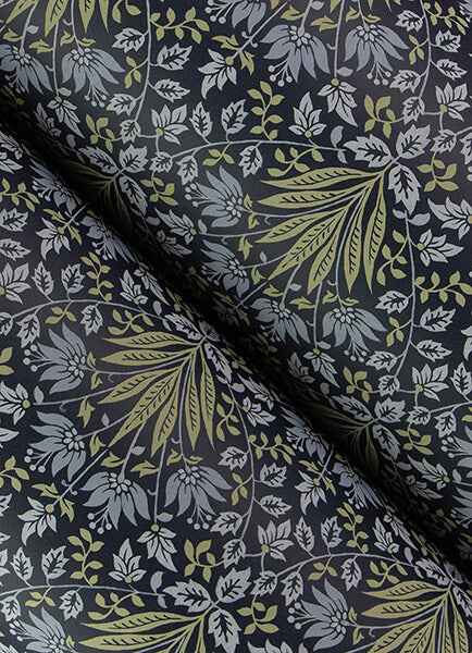 Woodbury Navy Floral Damask Wallpaper - York Wallcoverings - 4173-27634 - York Wallcoverings Wallpaper