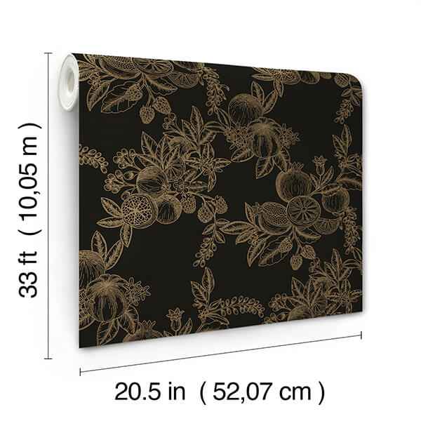 Gerty Gold Fruit Toile Wallpaper - York Wallcoverings - 4173-27635 - York Wallcoverings Wallpaper