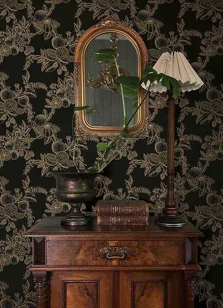 Gerty Gold Fruit Toile Wallpaper - York Wallcoverings - 4173-27635 - York Wallcoverings Wallpaper