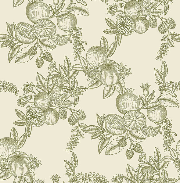 gerty-green-fruit-toile-wallpaper-york-wallcoverings-4173-27636 - York Wallcoverings Wallpaper