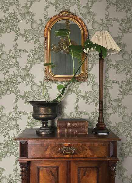 Gerty Green Fruit Toile Wallpaper - York Wallcoverings - 4173-27636 - York Wallcoverings Wallpaper