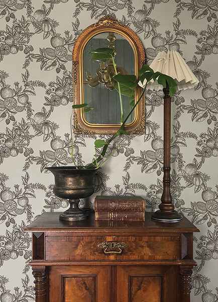 Gerty Black Fruit Toile Wallpaper - York Wallcoverings - 4173-27637