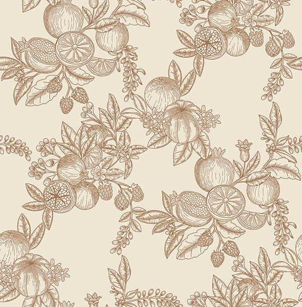 gerty-copper-fruit-toile-wallpaper-york-wallcoverings-4173-27638 - York Wallcoverings Wallpaper