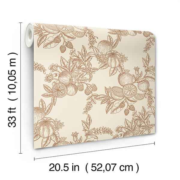Gerty Copper Fruit Toile Wallpaper - York Wallcoverings - 4173-27638 - York Wallcoverings Wallpaper